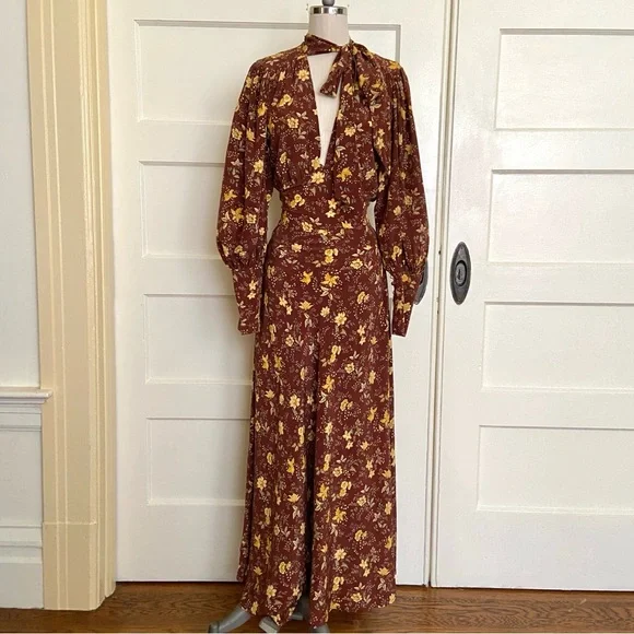 $498 Dôen Blossom Dress Cherrywood Winding Vine Floral - Picture 2 of 12